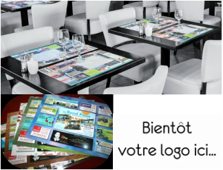 set de table publicitaire avec encart pub marignane