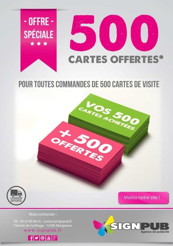 PROMO 500 CARTES DE VISITES = 500 CARTES DE VISITES OFFERTES