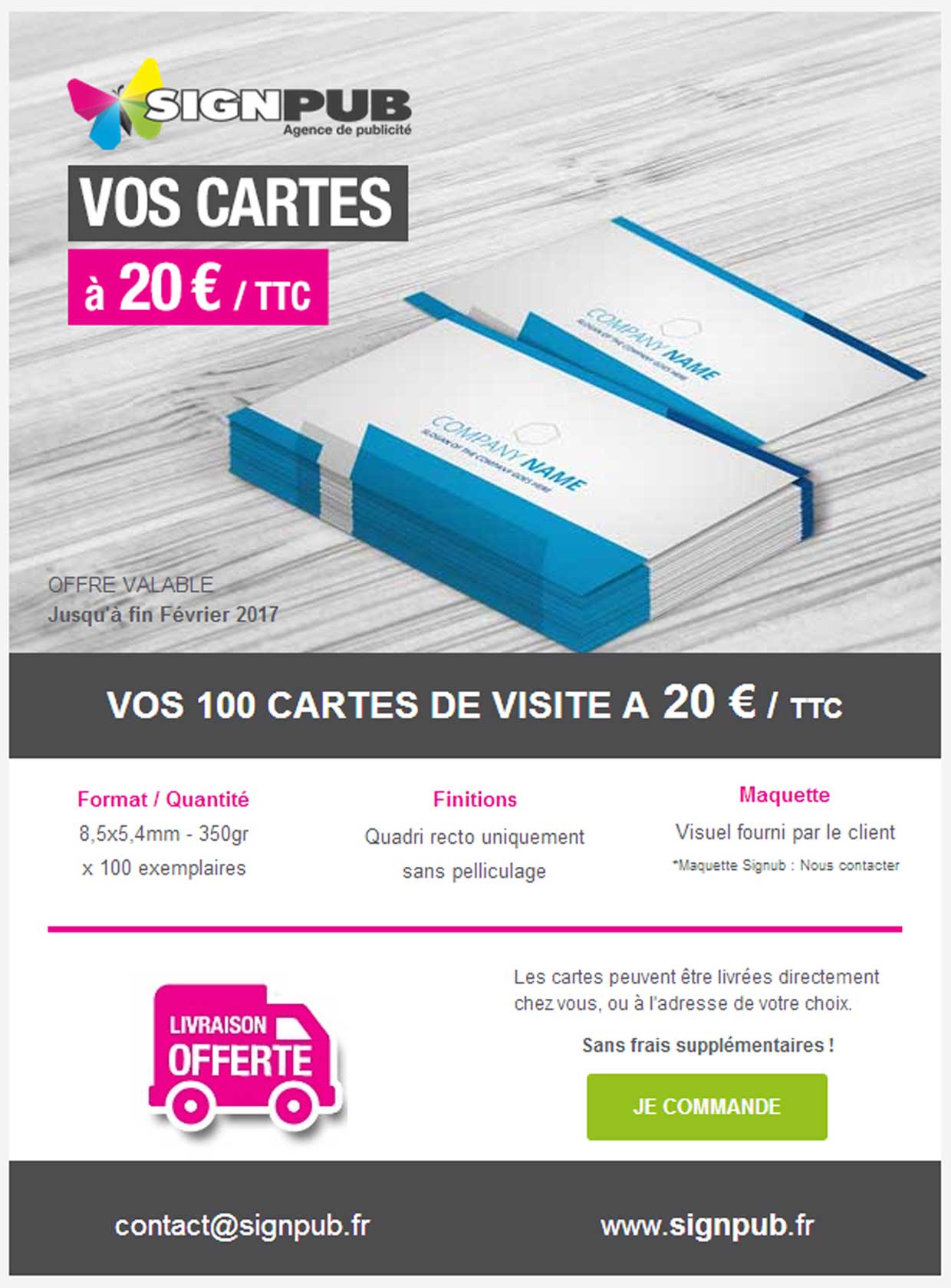 promotion carte de visites 20 euros